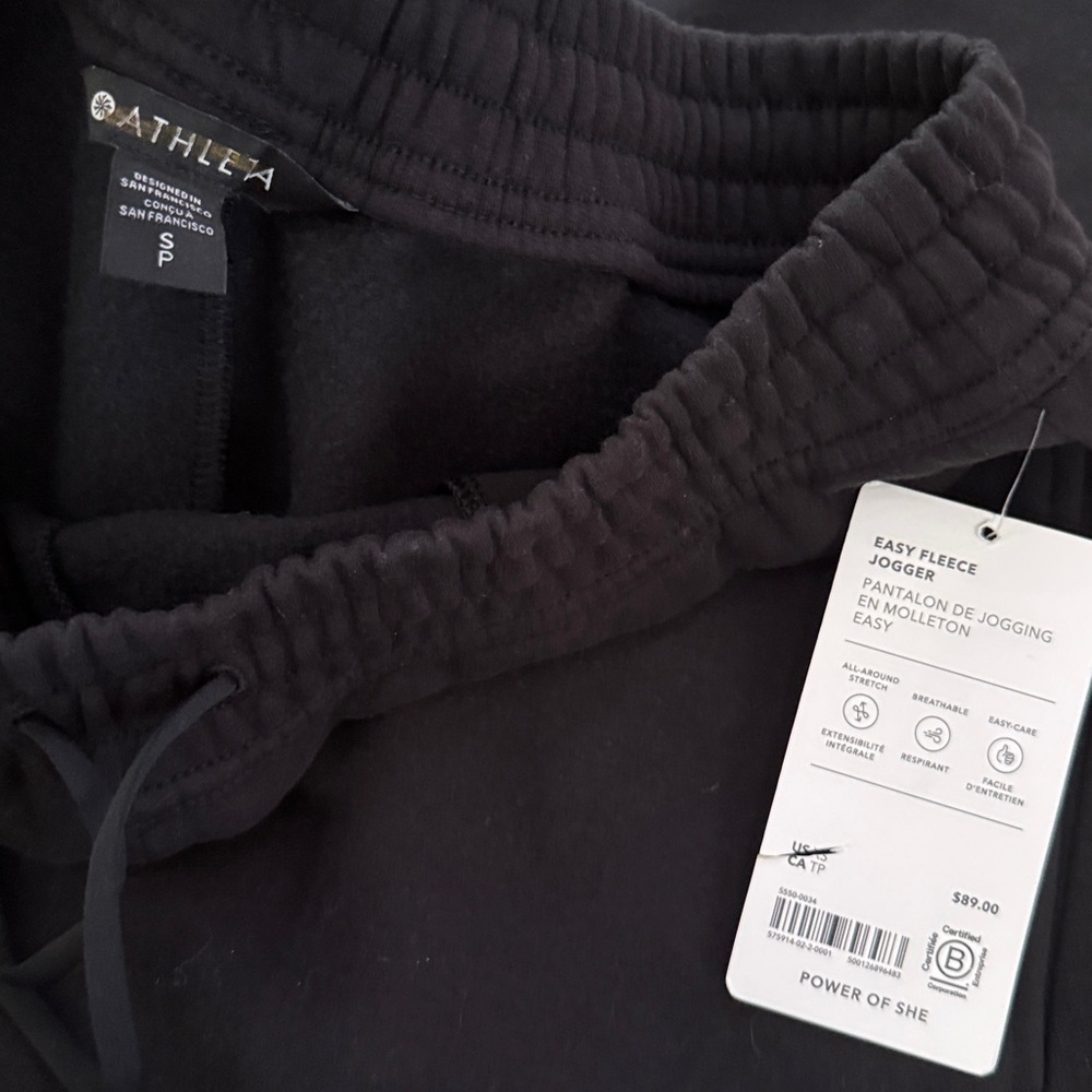 NWT Athleta Black Easy Fleece forever fleece  Jogger, sweatpant  small S 575914 - Picture 8 of 10